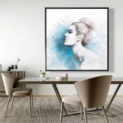 Encadré 48 x 48 - Vue de profil abstraite d'une femme à l'aquarelle