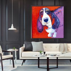 Encadré 48 x 48 - Chien basset abstrait et coloré