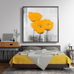 Framed 48 x 48 - Three yellow flowers