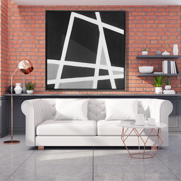 Encadré 48 x 48 - Lignes abstraites en noir et blanc