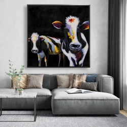 Framed 48 x 48 - Two funny cows