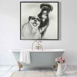 Framed 48 x 48 - Happy dogs sketch