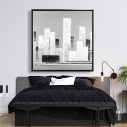 Framed 48 x 48 - Abstract black and white buildings