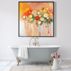 Framed 48 x 48 - Bouquet of multicolor abstract flowers