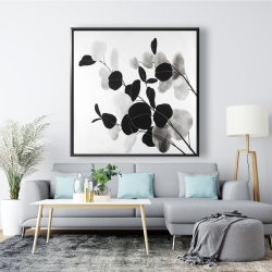 Framed 48 x 48 - Grayscale branches with leaves