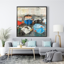 Encadré 48 x 48 - Pluie de couleurs désaturées au port