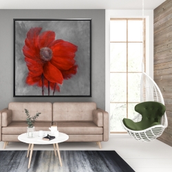 Framed 48 x 48 - Red flower in the wind