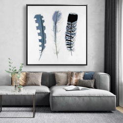 Framed 48 x 48 - Delicate blue feathers