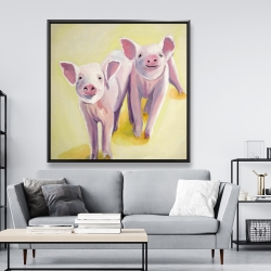 Framed 48 x 48 - Two smiling pigs