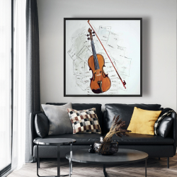 Framed 48 x 48 - Violin on music sheet