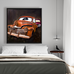 Framed 48 x 48 - Old car crash