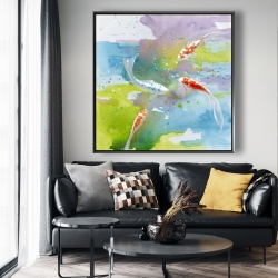 Encadré 48 x 48 - Poissons koï dans une eau colorée