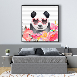 Framed 48 x 48 - Panda with heart-shaped glasses