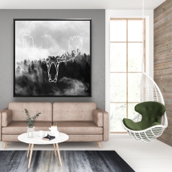 Framed 48 x 48 - Minimalist moose head