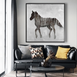 Framed 48 x 48 - Gambading abstract horse