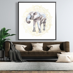 Encadré 48 x 48 - Elephant avec motif mandalas