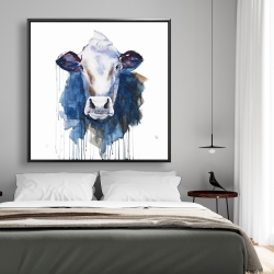 Framed 48 x 48 - Watercolor cow