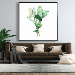 Framed 48 x 48 - Tied up basil leaves bundle