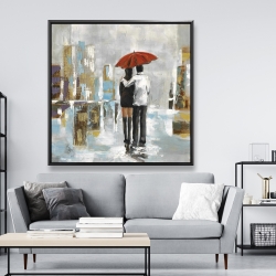 Encadré 48 x 48 - Couple marchant sous leur parapluie