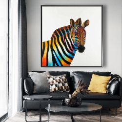 Framed 48 x 48 - Colorful profile view of a zebra