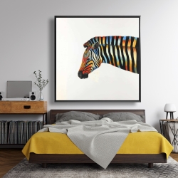 Framed 48 x 48 - Colorful zebra
