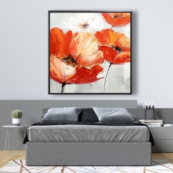 Framed 48 x 48 - Red wild flowers in the wind