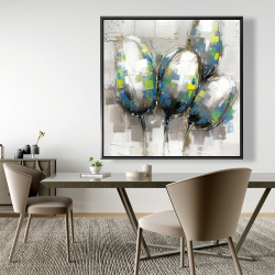 Framed 48 x 48 - Abstract blue tulips
