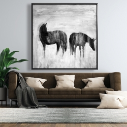 Encadré 48 x 48 - Silhouettes de chevaux dans la brume