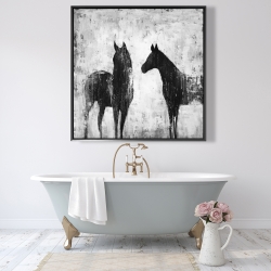 Framed 48 x 48 - Black and white horses