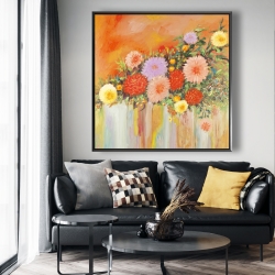 Framed 48 x 48 - Colorful abstract flowers