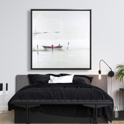 Framed 48 x 48 - Minimalist boat on the lake