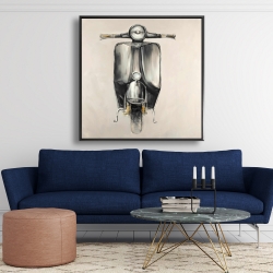 Framed 48 x 48 - Small black moped