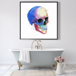 Encadré 48 x 48 - Profil de crâne coloré aquarelle