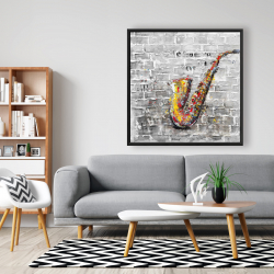 Framed 48 x 48 - Graffiti of a saxophone