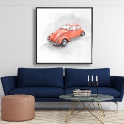 Encadré 48 x 48 - Beetle vintage rouge