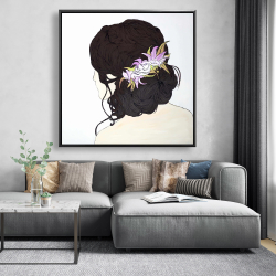 Framed 48 x 48 - Woman from behind with pink flowers