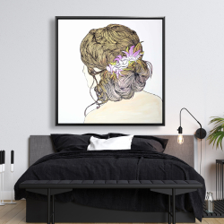 Framed 48 x 48 - Blond woman from behind with flowers