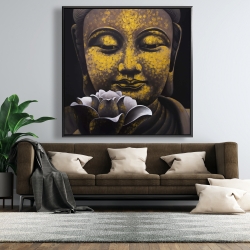 Framed 48 x 48 - The eternal smile of buddha and his lotus