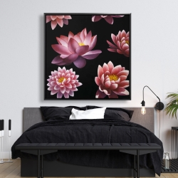 Framed 48 x 48 - Lotus flower pattern