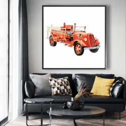 Framed 48 x 48 - Vintage fire truck