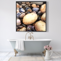 Framed 48 x 48 - Beach pebbles