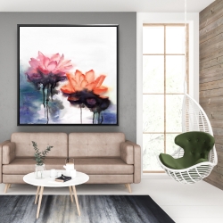 Encadré 48 x 48 - Fleurs de lotus à l'aquarelle