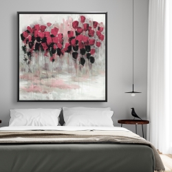 Encadré 48 x 48 - Champ de fleurs roses et noir