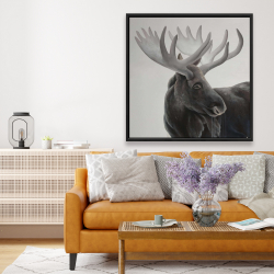 Framed 48 x 48 - Grayscale moose profile
