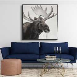 Framed 48 x 48 - Rustic moose