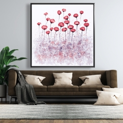 Encadré 48 x 48 - Fleurs rose dans un champ