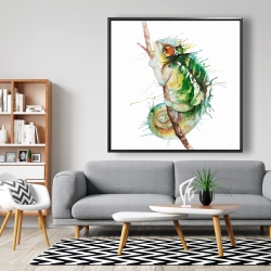Framed 48 x 48 - Watercolor chameleon