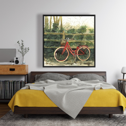 Framed 48 x 48 - Riding in the woods by bicycle