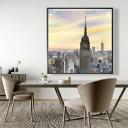 Framed 48 x 48 - Sunset over new york city