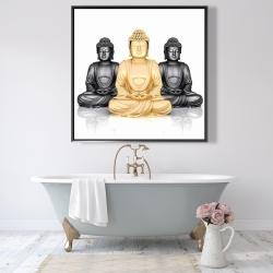 Framed 48 x 48 - Trio of buddhas